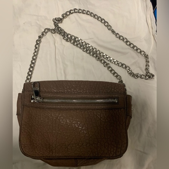 Vtg Designer Badgley Mischka Pebbled Leather Crossbody Chain Brown Handbag - Picture 2 of 16
